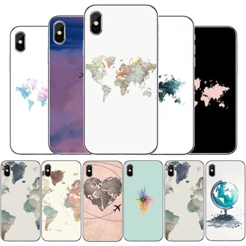 Travel world map vintage Transparent phone case For iphone 12 11Pro Max 11 XR XS Max X 8 7 6 6S Plus 5 5S SE 2020 Cover Shell