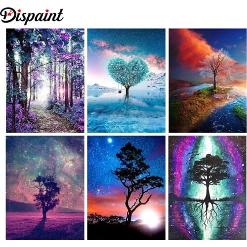 Dispaint 5D Diamond Pattern Rhinestone Needlework Diy Diamond Painting Cross Stitch "Tree landscape" Diamond Embroidery