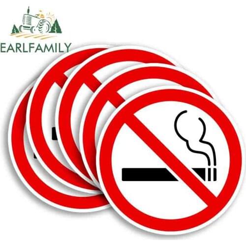 EARLFAMILY 13cm 5Pcs No Smoking Sign Campervan Car Stickers Funny Decal Motorcycle Anime Graffiti Car Refrigerators Sticker