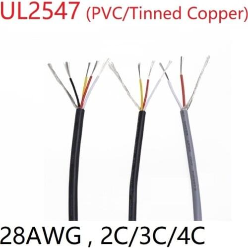 28AWG UL2547 Signal Shielded Cable PVC Insulated 2 3 4 5Core Amplifier Channel Audio Copper Wire Cord Headphone DIY Control Line