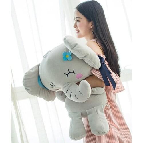 Fancytrader 60cm Cuddly Soft Cartoon Elephant Plush Doll Stuffed Animal Big Gray Elephants Toy Kids Play Dolls Gift 24inch