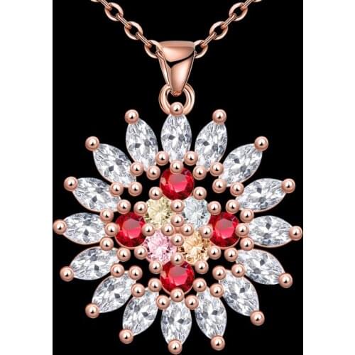 Garilina Foreign trade fashion classic sun flower rose gold Austrian crystal jewelry ladies necklace AP2089