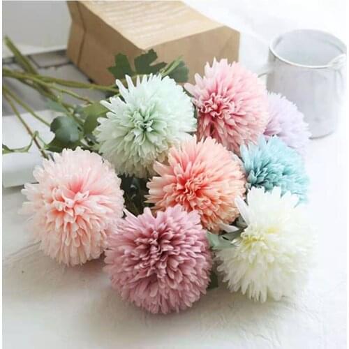 Artificial Flower Diy Ping Pong Flowers Silk Cloth Chrysanthemum Flores Artificiales Wedding And Party Decoration Home Decor