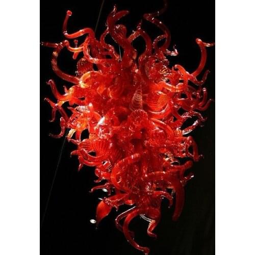 Chinese Red Red Chandelier Lamps LED Chihuly Style handmade Blown Glass Chandelier Lighting