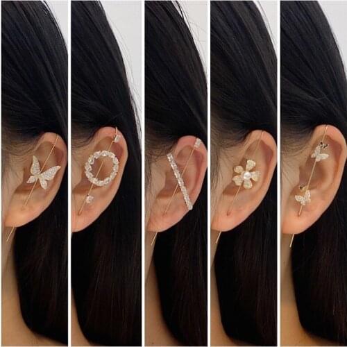 Butterfly clips clip on piercing earrings for women 2020 earing hooks ear wrap schmuck earcuffs pendientes pearl brincos aretes