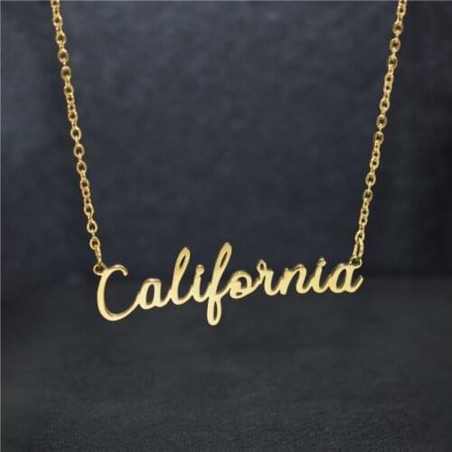Stainless Steel Gold Choker Dainty California Necklace CA State United States Jewelry For Women Men Hometown Birthday Gift