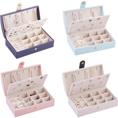 Hot Sales Jewelry Box Two-layer Large Capacity Faux Leather Beautiful Outlook Jewelry Storage Case for Earrings