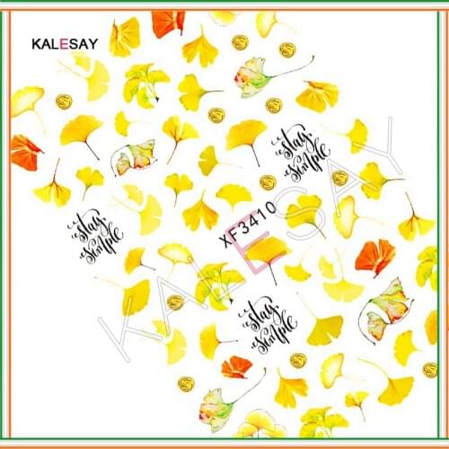 Ginkgo Leaves 3D Nail Art Stickers for Design Manicure Decoration Decals Beautiful Designer Nail Art Decor Back Glue Tips Fresh