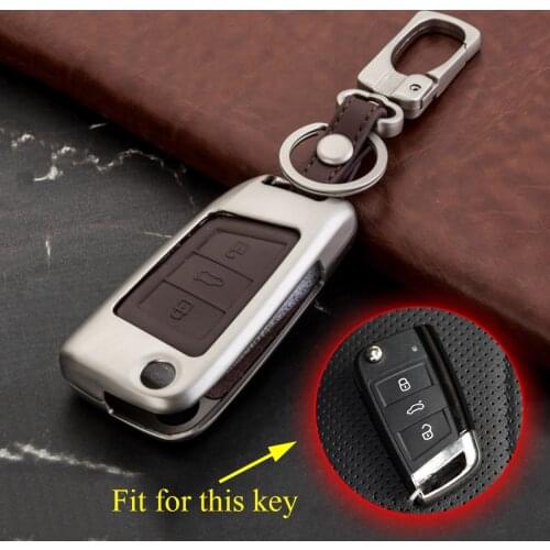 Metal Key Case Fit For Passat 2017-2018 Parts Accessories Key Shell Chain Keyfob Case Holder Pack Ring Cover Trim 3 Buttons