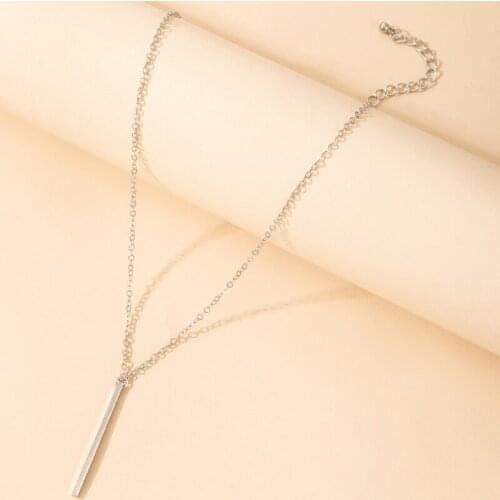 HuangTang Minimalist Stick Pendant Necklace for Women Simple Style Silver Color Short Choker Trendy Jewelry Accessories 17896