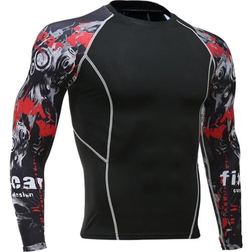 MMA Compression Long sleeve thermal T-shirt shirt Mens winter clothing Fitness Slim T-shirt rash guard Male thermal underwear