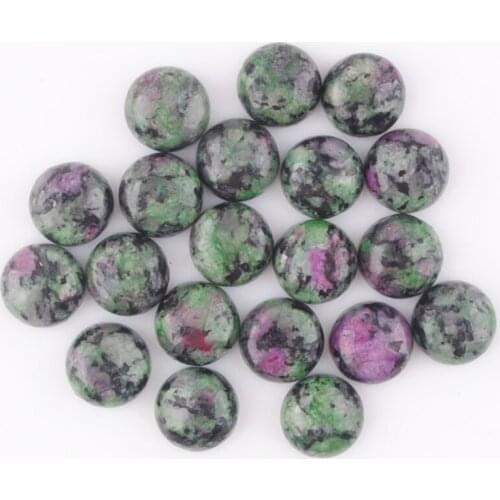 Fashion 30pcs 8mm Round Flat back Zoisite Jaspers Cabochons CAB Natural Stone Cabochon Base Beads for DIY Jewelry Making QU3173