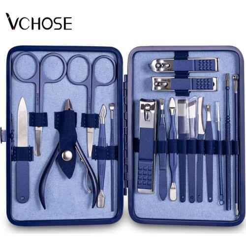 18/15/12/10/7/4pcs Nail Clippers Set Professional Stainless Steel Nail Scissors Tweezers Ear Spoon Acne Needle Tool Manicure Set