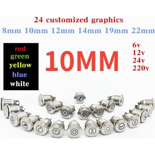 10mm mini Custom desk lamp HS 6-30mm custom led waterproof metal indicator light small power diode metal indicator