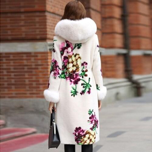 Real Coat Women Winter Warm Thick Sheep Shearing Jacket Womens Fox Fur Collar Long Jackets Chaquetas Mujer HQ18-MC03C YY362