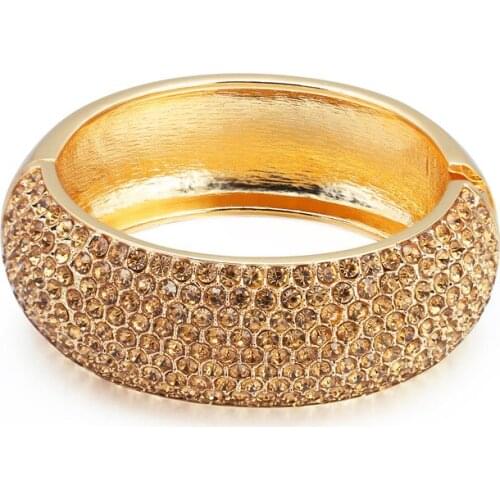 ORNAPEADIA 2021 New Hot Sale Alloy Diamond-studded Exquisite Bracelet Popular Wide-sided Luxury Zircon Exaggerated Jewelry