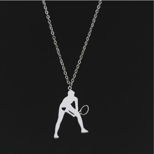 Stainless steel Tennis players pendant necklace--Drop shipping