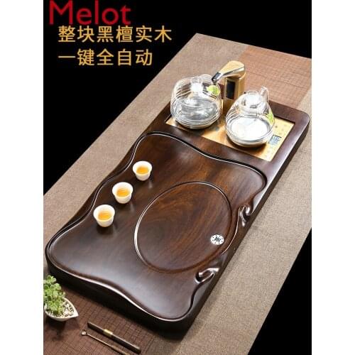 Ebony Solid Wood Tea Tray Kung Fu Tea Set Home Living Room Automatic Integrated Tea Table Office Reception Tea Pitcher