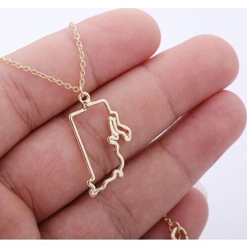Europe And The United States Popular, Rhode Lsland Map Hollow Necklace Female Necklace