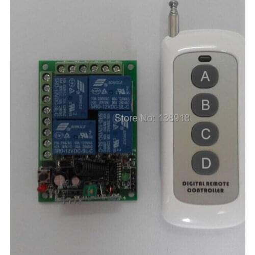 NEW DC12V 10A 4CH Radio Controller RF Wireless Relay Remote Control Switch 315 MHZ 433 MHZ teleswitch 1 Transmitter +1 Receiver