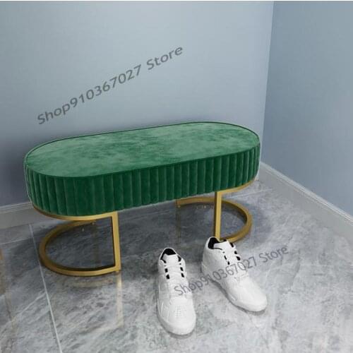 Nordic Shoe Changing Stool Door Clothing Store Trying On Shoes Stool Bedroom Light Luxury Bed End Fabric Long Small Sofa Stool