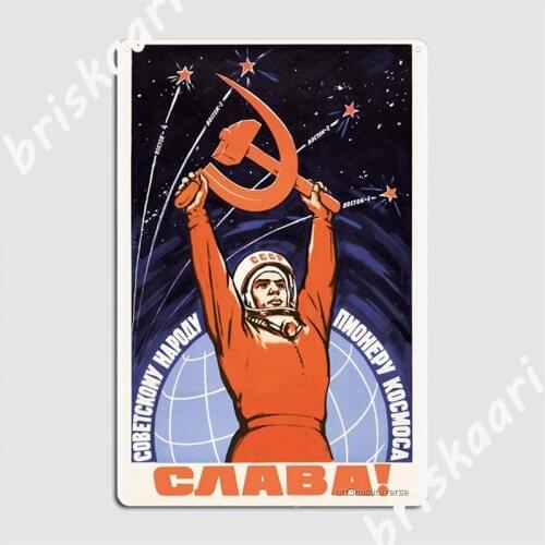 Soviet Space Propaganda Metal Signs Wall Cave Mural personalized Wall Decor Tin sign Posters