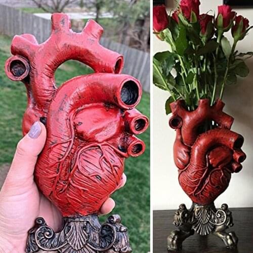 Moderne Novelty Anatomical Heart Vase Flower Pot Desktop Ornament Shelf Decor Flower Vase Desk Table Living Room Decor Crafts