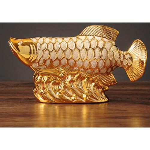 Special Offer home decor store Company SHOP Efficacious Talisman Money Drawing Arowana Gold Dragon Fish FENG SHUI ART statue