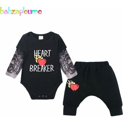 2Piece/Spring Fall Newborn Clothes Cartoon Cute Print Letter Long Sleeve Bodysuit+Harem Pants Infant Boys Clothing Sets BC1797-1