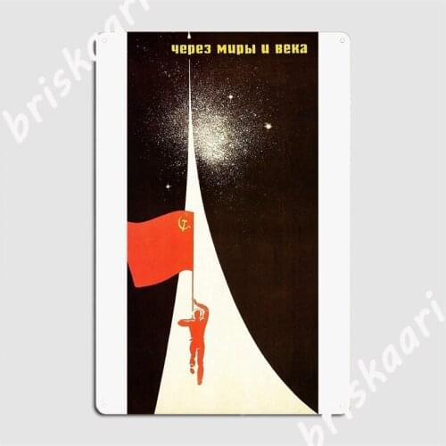 Through The Worlds And Ages Soviet Space Poster Metal Signs Wall pub Garage Club Designing Plaques Tin sign Posters