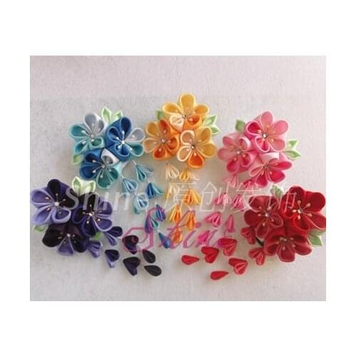 Japanese Sakura Tsumami zaiku kanzashi Hairpin Accessory Pink Red Yellow for Kimono Yukata Geisha Hair Clip Handmade Headdress