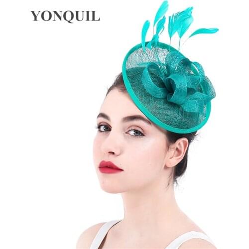Green Sinamay Fashion Hair Fascinators Hat For Women Elegant New Party Headwear Summer Church Race Chapeau Caps Hair Accessories