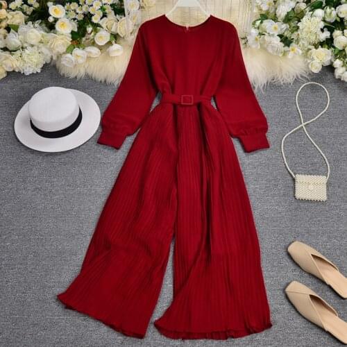 Sash Office Ladies Jumpsuit Elegant Solid Rompers Women 2020 Lace Up Long Sleeve Autumn Streetwear Wide Leg Long Pants Rompers