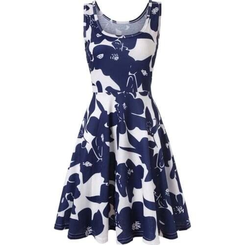 Women Vintage Floral Printed Summer Camisole O-Neck Sleeveless Beach Casual A-line Ladies Long Dress