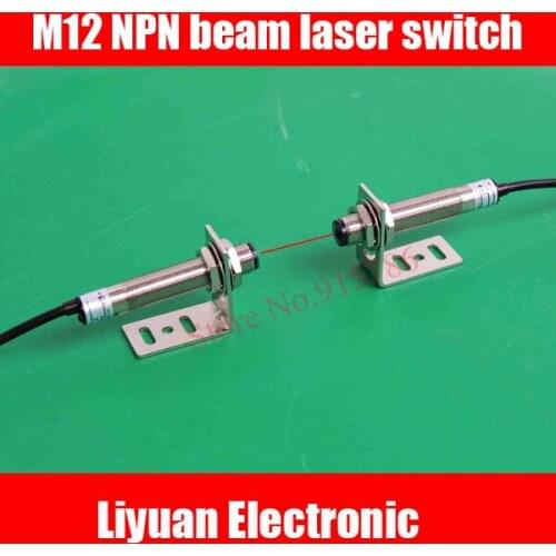 1pcs M12 NPN beam laser switch / DC6-36V Infrared switch / Adjustable laser photoelectric switches 0-5m
