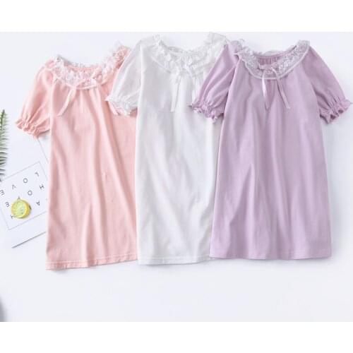 100% Cotton Girls Nightgowns Child Nightgown Teenager Girl Sleepwear Childrens Home Wear Nightdress Girl Pajamas 3-15years
