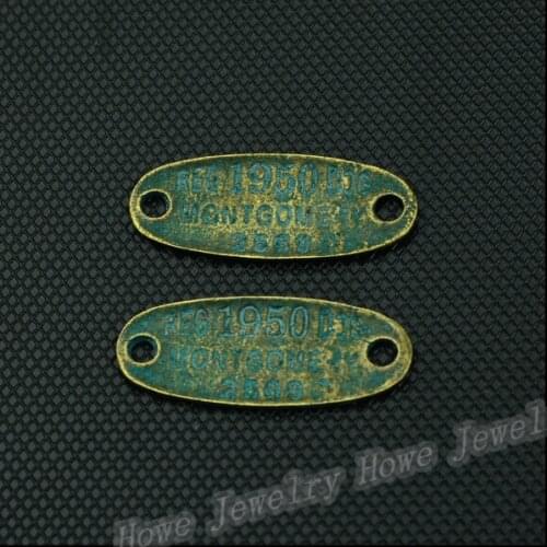 25 pcs High quality Antique Moldy verdigris Oval Connector Pendant floating charm fit Bracelet Necklace jewelry Making