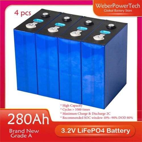 Original 3.2V 280AH Brand New Version Lifepo4 Grade A Fully Matched DIY 280 AH Rechargeable Battery Pack EU Tax Free With Busbar