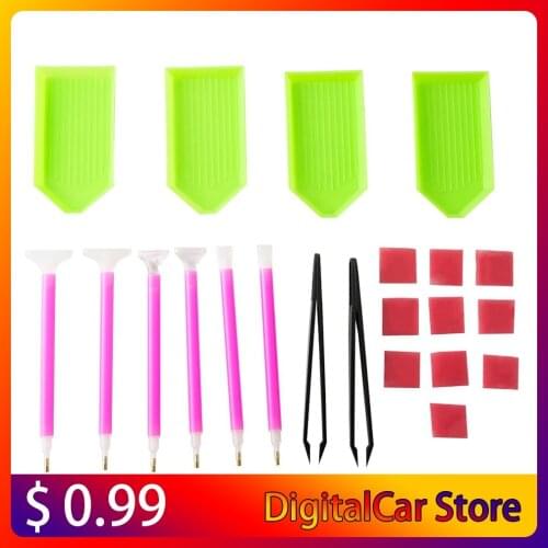DIY Diamond Painting Accessories 5D Diamond Painting Cross Stitch Embroidery Pen Tools Set Tweezers Glue Tray Sticky Pen Kit