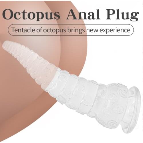 Octopus Anal Plug Transparent Penis Plug Anus Dilatator Butt Plug Dildo Prostate Massage Buttplug Sex Toys for Men Women