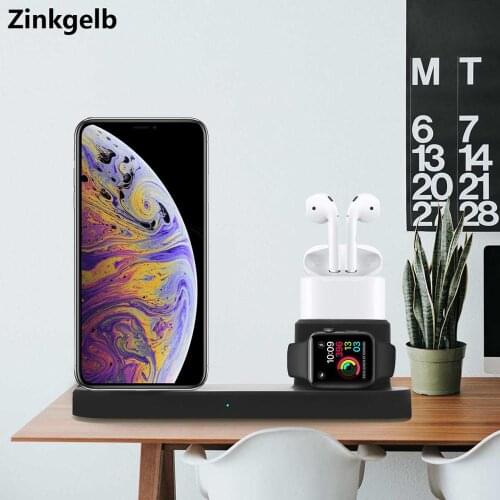 4 in 1 Wireless Charging Station for iPhone XS Max XR X 8 Plus Qi Fast Wireless Charger Dock Stand for Apple Watch AirPods 2