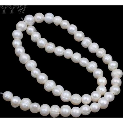 Baroque Cultured Freshwater Pearl Beads for making diy Jewelry Oval, natural, white, 8-9mm, Hole:Approx 2mm 15 Inch Strand
