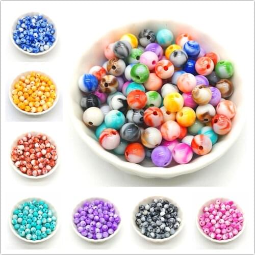 50pcs 8mm Round Shape Beads Jewelry Making Acrylic Beads Multicolor Loose Bead Jewelry DIY Accessory #A16-26