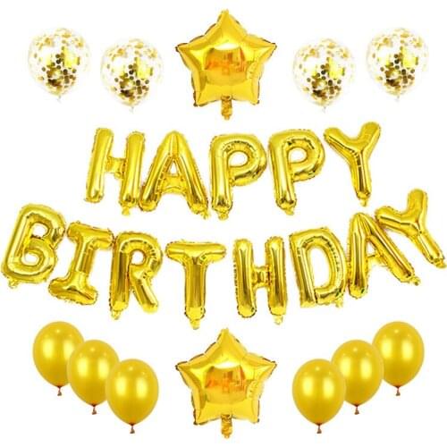 Birthday party decoration package birthday letter balloon set 16 inch rose gold happy birthday balloon Event Ballons Accessories