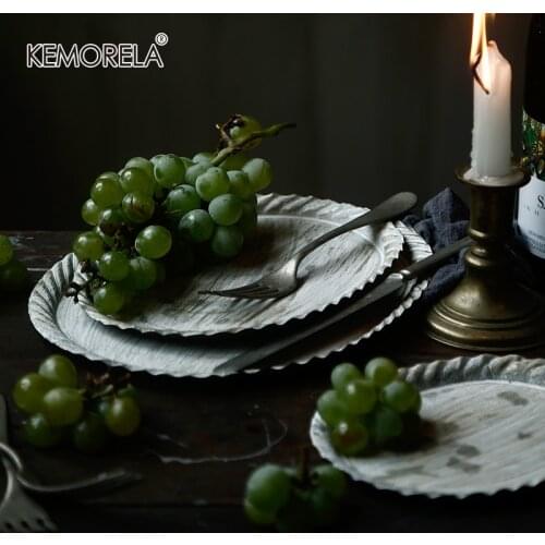 Countryside Handmade zinc vintage metal Serving Trays Retro storage tray decoration tray Dessert Fruit Cake Bread Snack Plate