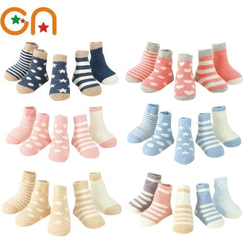 5 Pairs/Lot Kids Soft Cotton Socks Boy Girl Baby Infant Fashion Stripe Warm Sport For Autumn Winter 0-6 Year Children Cartoon CN
