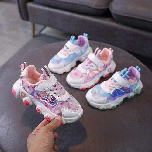 Childrens Air Mesh Sneakers 2021 Summer New Breathable Kids Sports Shoes Casual Running Shoes Non-slip Butterfly Fashion Shoes