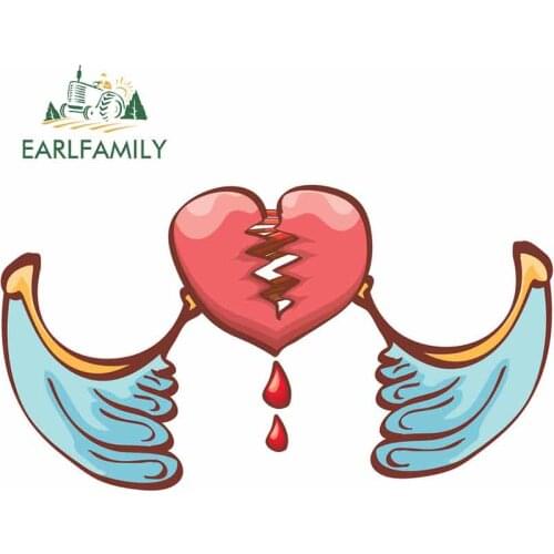 EARLFAMILY 13cm x 11.5cm Red Broken Heart Windows Decal Repair Car Stickers Suitable for SUV 4X4 RV Waterproof PVC Decoration