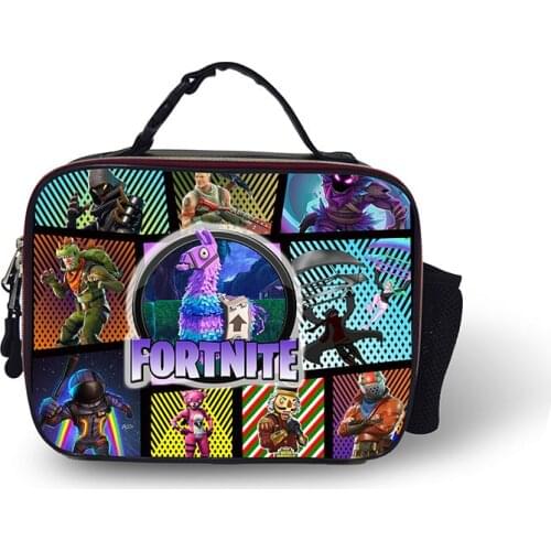 Fortnite Student School Lunch Bag Fortress Food Storage Bag Insulated Thermal Waterproof Handbag Portable Fresh Cooler Pouch