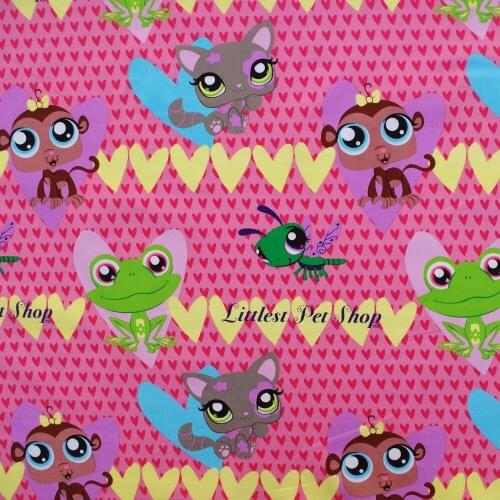 Cotton Woven Fabric - Frog, squirrel, bee and heart, clothing bedding handmake fabric by the yard (width=108cm,125g)